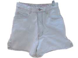 Vintage Boho Jean Shorts 90s Rio SZ 9 cottgecore Denim Snap Sides FLORAL... - £23.67 GBP