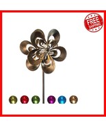 75-Inch Solar LED Wind Spinner - Bronze Kinetic Garden Sculpture for Out... - $49.57 CAD