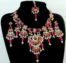 Designer Indian Bridal Jewelry Bollywood BellyDance Gold Plated Necklace Earring - £35.54 GBP