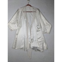 Lucie Ann II White Satin Kimono Robe With Lace Trim Size L Made In USA - $29.68