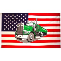 American Flag with Grommets with 18 Wheeler Truck Flag with Grommets 3ft x 5ft - £11.50 GBP