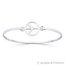 Peace Sign 15mm Circle Charm Cuff Bangle Bracelet in Solid .925 Sterling... - $35.74