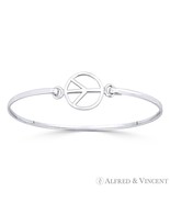 Peace Sign 15mm Circle Charm Cuff Bangle Bracelet in Solid .925 Sterling... - $652.78 MXN