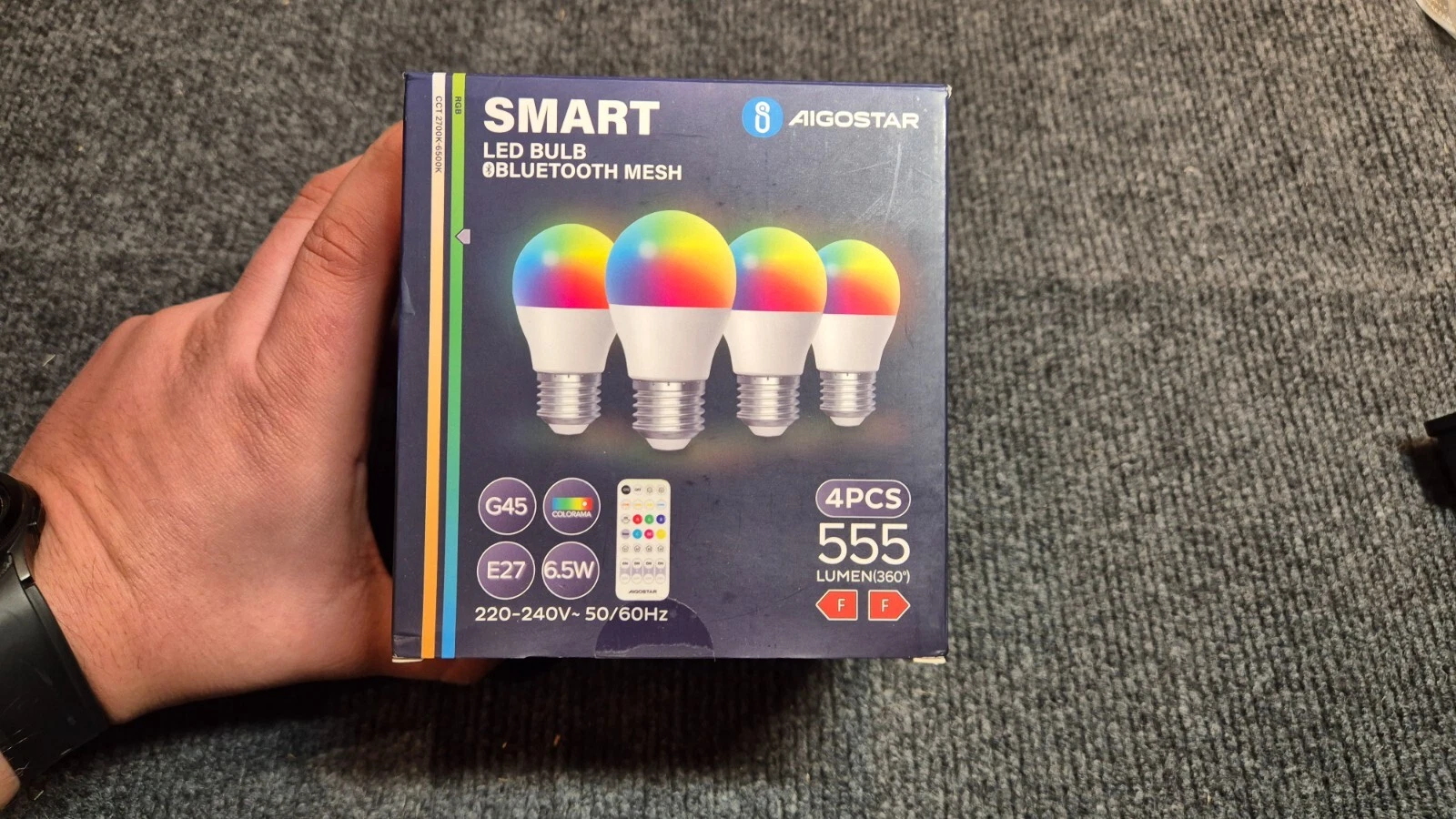 4pc. Smart LED RGB bulb E27 bluetooth mesh G45 6.5W 555Lumen(360) - 2700... - $835.98 MXN