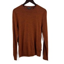 Michael Kors Mens Sweater Orange Extra Fine Merino Wool Crew Neck Small - $47.29