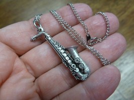 (M-15-G) ALTO SAX Saxophone NECKLACE jewelry pewter I love saxophones music - £19.07 GBP