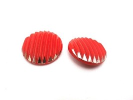 Vintage RETRO Buttons 1920s Art Deco Red Glass Silver Tipped Ridged 1&quot; S... - $402.89 MXN