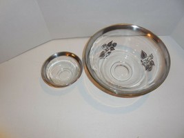 Georges Briard Silver Damask Salad or Chip and Dip Bowl with small Dip Bowl - £23.18 GBP