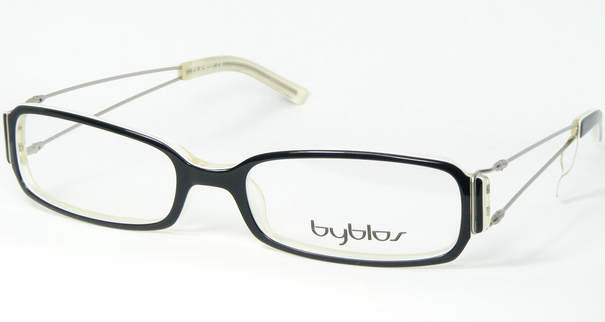 Vintage Byblos b372 7539 Noir/Blanc/Transparent Lunettes 52-17-135mm - $66.22