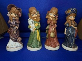 Vintage 1970&#39;s SET OF 4 Ceramic Little Girls In Dresses Hand Painted VER... - £58.50 GBP