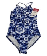 Kanu Surf Girls 14  One Piece Swimsuit Groovy Demi Blue Tie Dye - $11.29