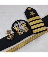 Navy Vanguard Captain 4 Stripe gold star hard board pin cap band badge l... - $798.28 MXN