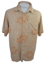 Izod Men Hawaiian camp shirt L pit to pit 23 aloha luau tropical foliage mandala - £14.20 GBP