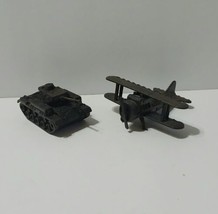 Vintage Metal Pencil Sharpener Lot Of 2 Die Cast Miniature Bi-Plane And Tank EUC - $15.83