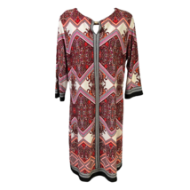 Sandra Darren Womens Sheath Dress Multicolor Geometric Keyhole 3/4 Sleeve 8 - £19.27 GBP