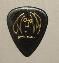 John Lennon Imagine Guitar Pick Beatles Black Gold Logo - $4.50