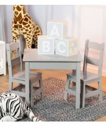 Melissa &amp; Doug Easy Assemble Kids Children&#39;s Wooden Table &amp; 2 Chairs - Gray - $142.49