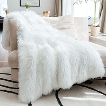 Joniyear Extra 2.8&quot; Long Hair Fluffy Faux Fur Throw Blanket 50&quot; X 60&quot;,, White - £51.76 GBP