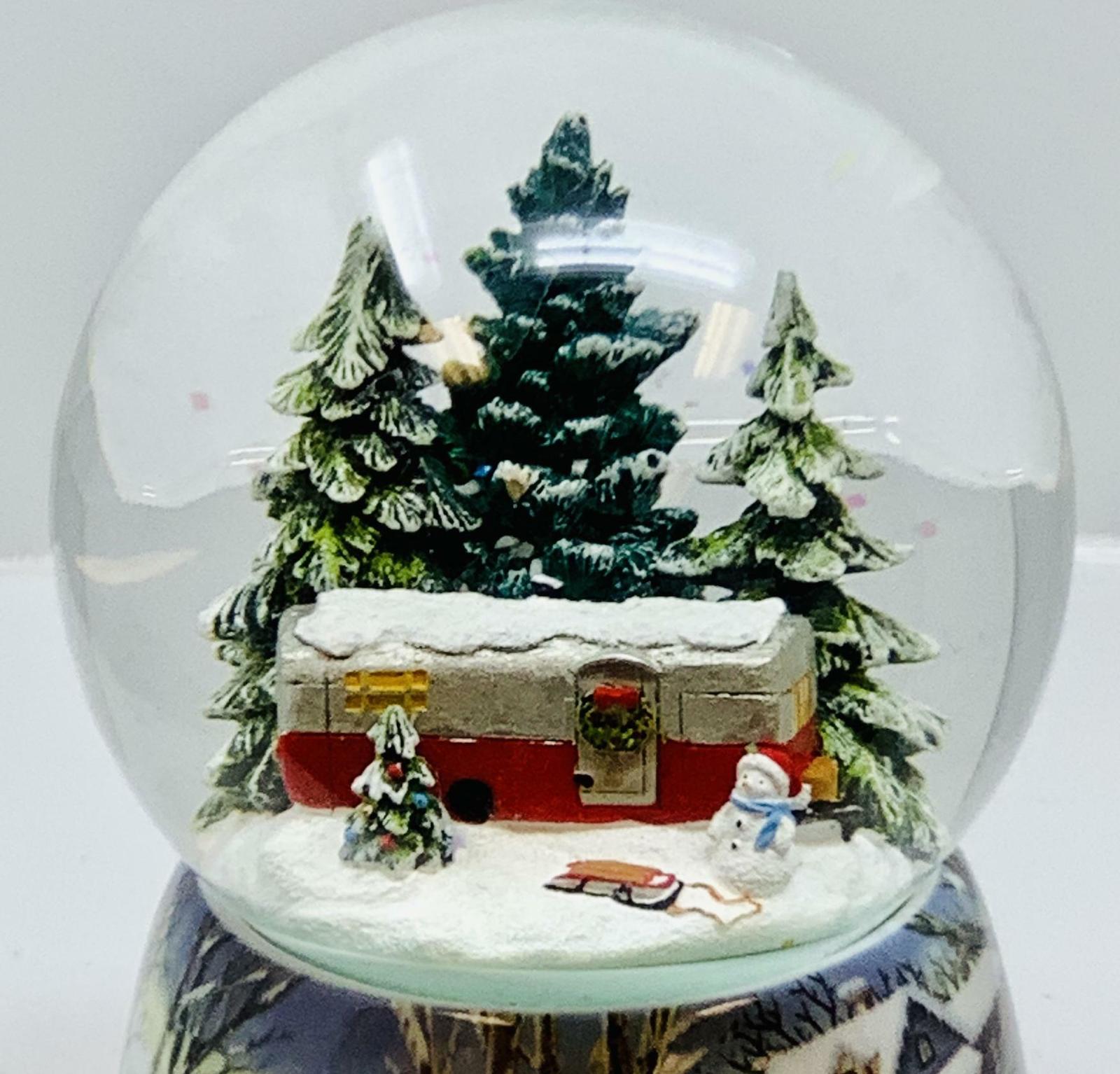 Merry Christmas Trailer in Woods Musical Snow Globe ~ by Roman - $59.39