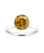 Diamond Engagement Ring Round Shape Orange Color 14K White Gold VS2 2.16... - £2,465.52 GBP