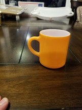 VINTAGE~ORANGE COLORED 3 1/2&quot; TALL ANCHOR HOCKING FIRE-KING COFFEE MUG(U... - $5.88