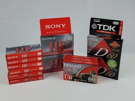 Lot of 13 New Blank Sealed Cassette Tapes Sony HF 60/90 - TDK D60 - Maxell UR60 - £18.57 GBP