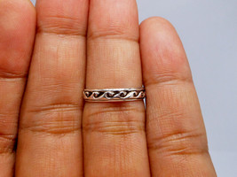 Minimalist Wave Toe Ring 3mm 925 Sterling Silver Oxidized Women Open Ring US 6 - £7.08 GBP