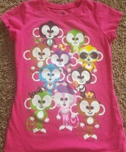 Pink with a Ten (10) Monkey Design ~ Short Sleeve Top ~ Girl&#39;s Size 6/6X - £11.71 GBP