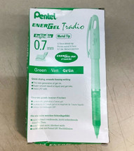 NEW 12-Pack Pentel EnerGel Tradio Pearl .7mm Metal Tip GREEN Gel Pen BL1... - £6.74 GBP