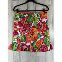 Bandolino Womens Godet Skirt Size 10 (31x19) Multicolored Floral Pleated Hem - £15.55 GBP