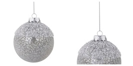 USA SELLER 4&quot; Silver and White Beaded Glass Christmas Ornament - £28.61 GBP