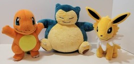 Pokemon Tomy Plush Lot of 3 - Charmander, Snorlax, Jolteon 8-9&quot; Tall - $27.10