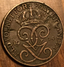 1914 Sweden 2 Ore Coin - £1.86 GBP
