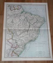 1908 Antique Map Of Eastern Brazil / Paraguay / South America - £15.10 GBP