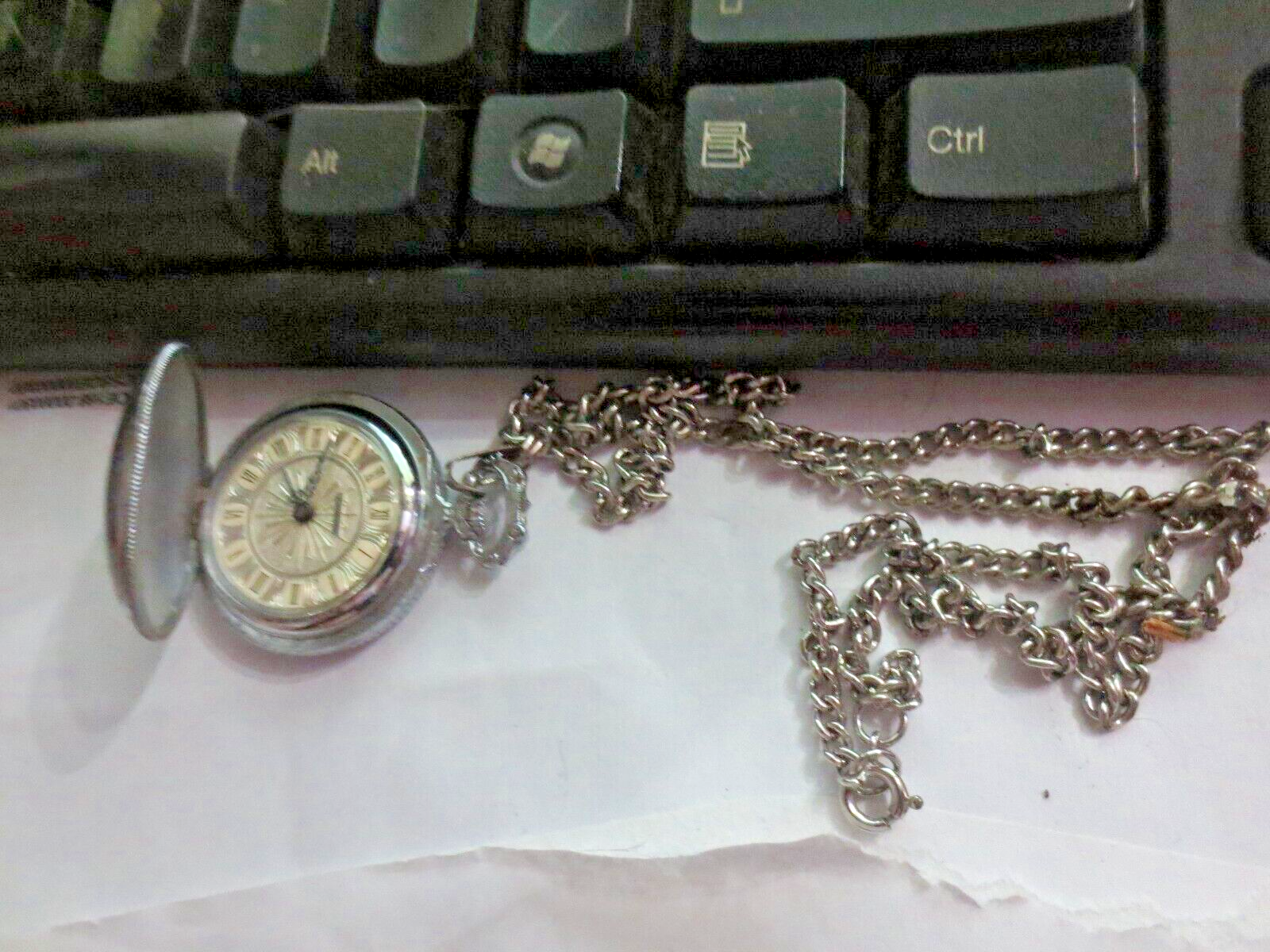 Vintage Endura Pendant Necklace Pocket Watch Women 33mm Silver Tone Manu... - $18.51