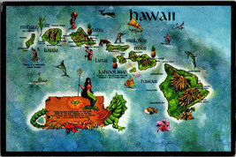 Vtg Postcard Hawaii Pictorial Map Greetings Aloha Unused  Continental - £5.13 GBP