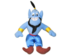 16&quot; Disney Genie Plush Doll Aladdin Stuffed Animal Blue Satin Pants Black Beard - £9.20 GBP