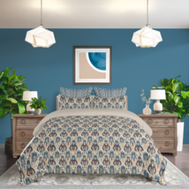 5 Piece Cotton Duvet Cover Set Ikat Fusion Sand And Sea - $218.89+