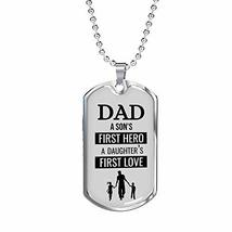 Express Your Love Gifts to My Father Son&#39;s First Hero Engraved 18k Gold Dog Tag  - £55.34 GBP