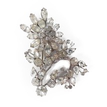 Vintage Signed Weiss Clear Rhinestone Brooch Marquise Flower Bouquet Branch 3&quot; - £31.86 GBP