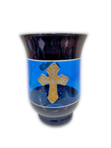 Glass Cross Design Handmade Vigil Oil Lamp Church Altar Standing Votive ... - $17.60