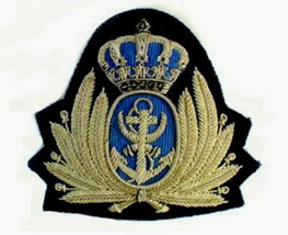 Jordan Navy Officer Hat Cap Badge New Hand Embroidered Free Ship In Usa Cp Made - £17.58 GBP