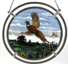 Vintage Suncatcher Picture Stain Glass By Glass Master Pheasant 8.75&quot; EX... - $17.32
