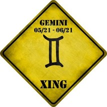 Gemini Zodiac Symbol Xing Novelty Metal Crossing Sign - $16.95