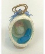 Vintage Egg Diorama Ornament 3&quot; Ribbon Lace Doll Hat Shoes  - $10.95 CAD