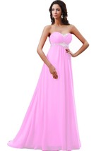Kivary Women&#39;s Long Empire Crystals Prom Evening Dresses Pink US 6 - £77.43 GBP