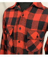 Vintage JC Penney Buffalo Plaid Wool Blend Flannel Shirt Black Red USA 7... - £27.45 GBP