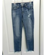 KANCAN Distressed Blue Jeans 7/27 Straight Skinny Leg Raw Hem Logo Hardw... - £19.87 GBP