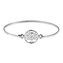Mystical Tree Of Life .925 Sterling Silver Bangle Bracelet - £26.79 GBP