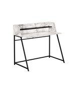 48&quot; Modern Home Office Computer Desk - White Marble Look &amp; Black Metal - $3,350.04 MXN